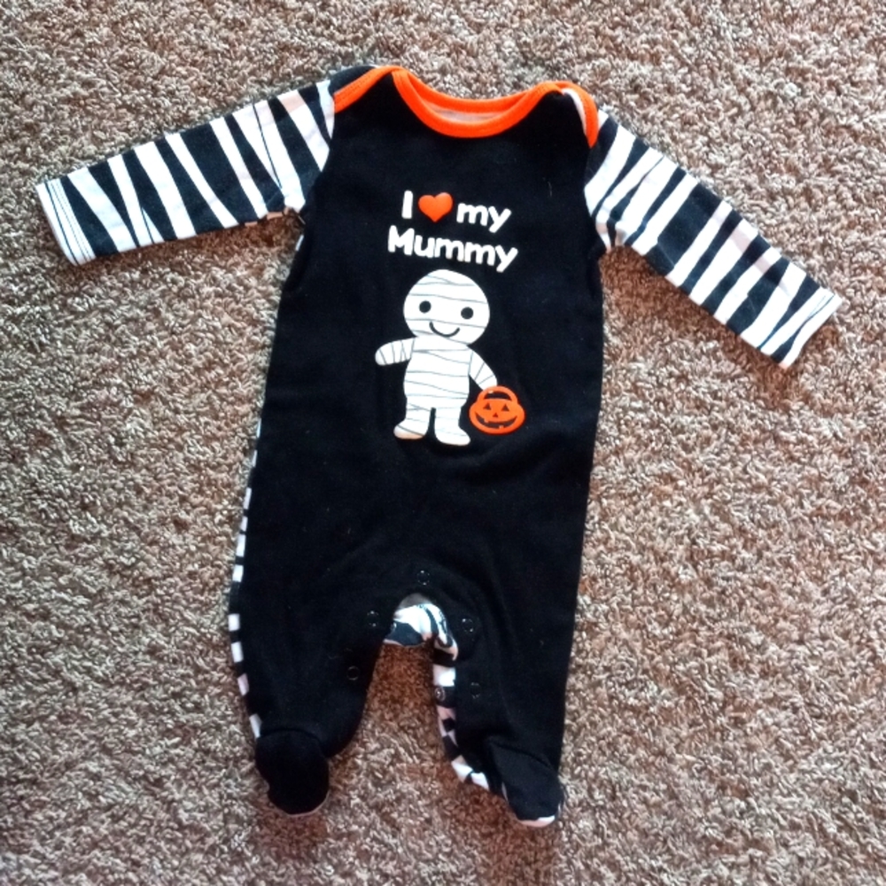 Trick or treating Halloween baby boy footie